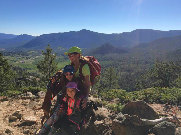 Amy Biegalski in the Mountains with Her Children